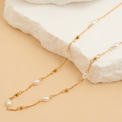 Waterproof Necklace 18" Pearl &amp; Bead Station Narelle