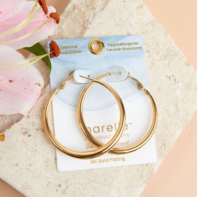 Waterproof Earrings Narelle Chunky Hoops in 18K Gold + Steel