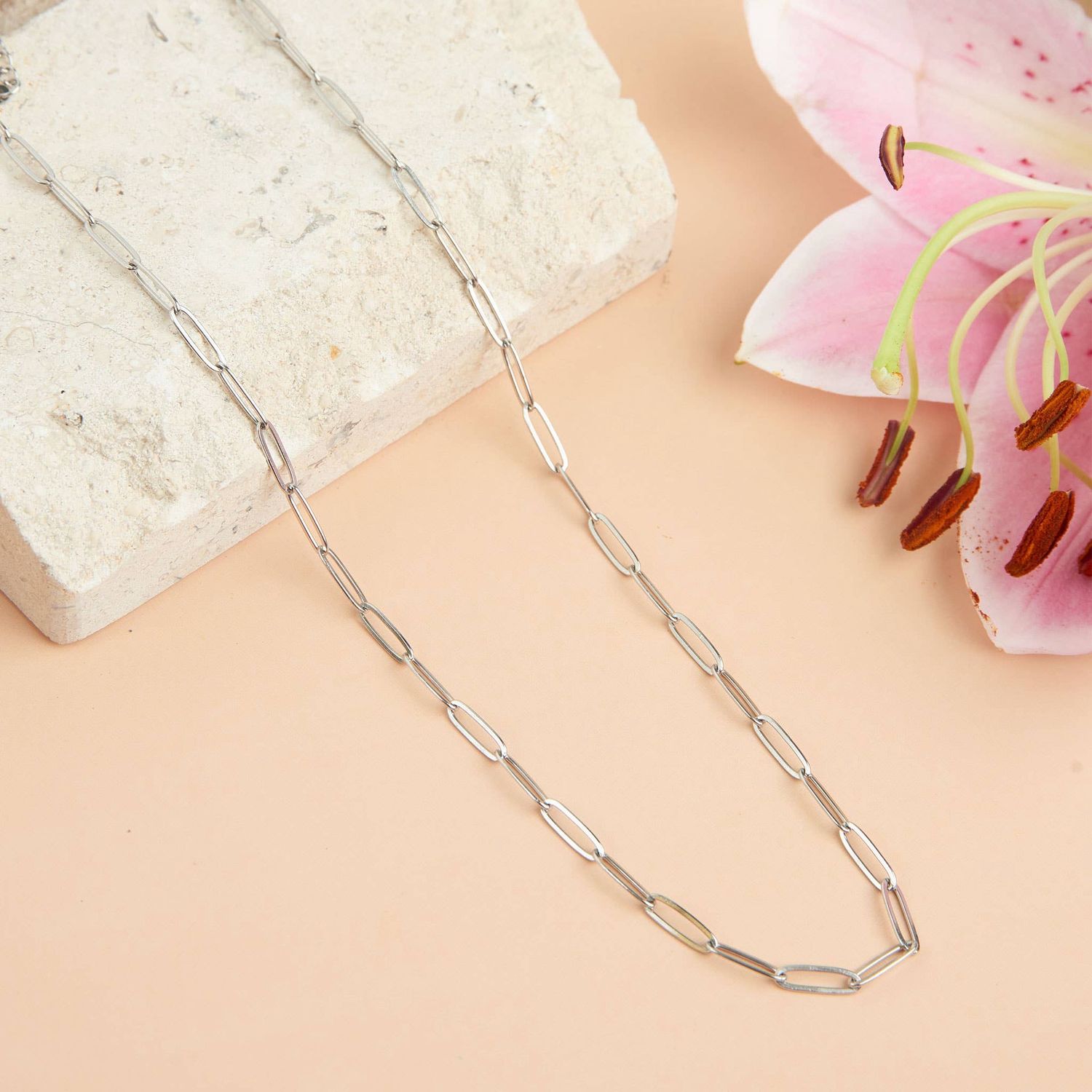 Narelle Waterproof 18" Paperclip Chain Necklace, Color: Silver