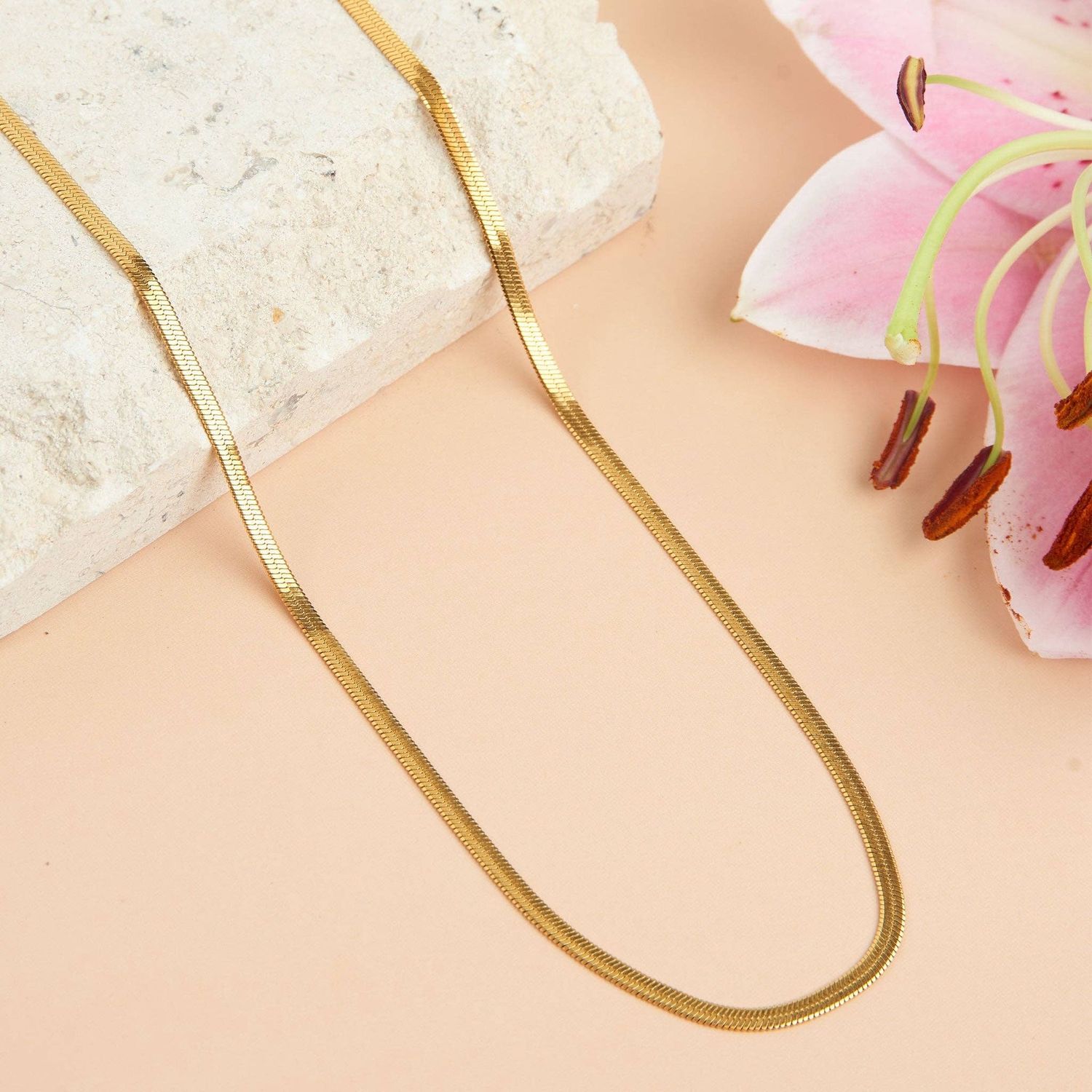 Narelle Waterproof Snake Chain Necklace, Color: Yellow Gold