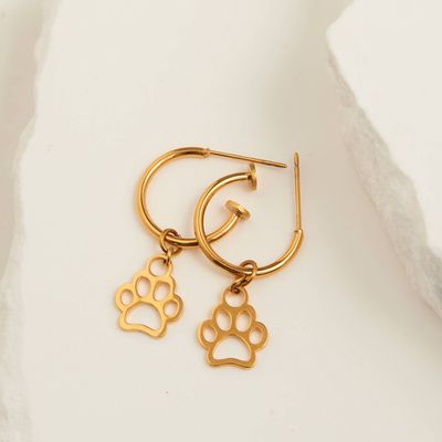 Waterproof Earrings Paw Print Pet Charm C Hoop Narelle