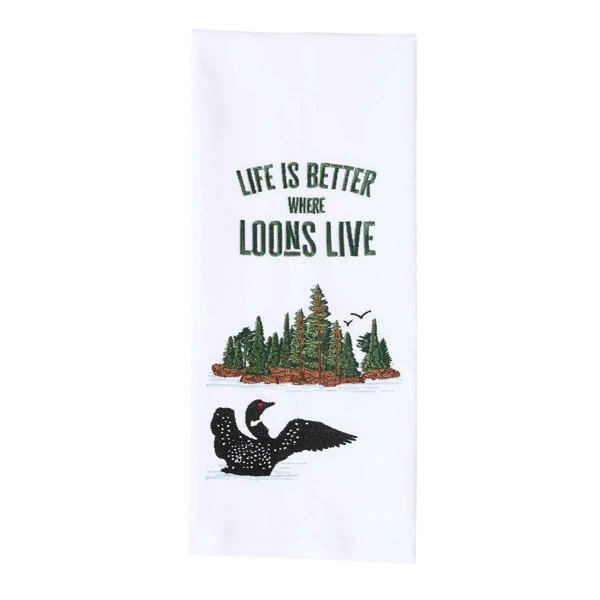 Where Loons Live Emb Dishtowel