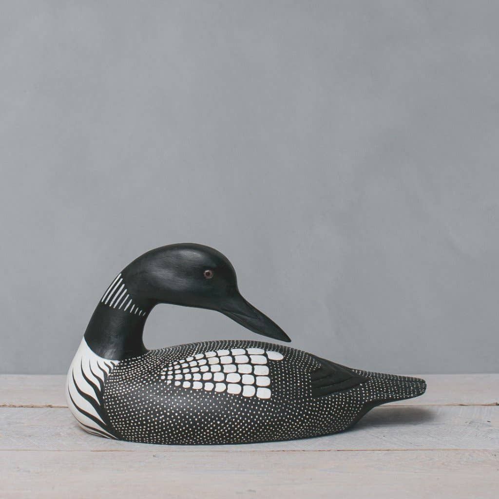 Loon - Large -Turned - 15"L -Carved Wooden Ornament