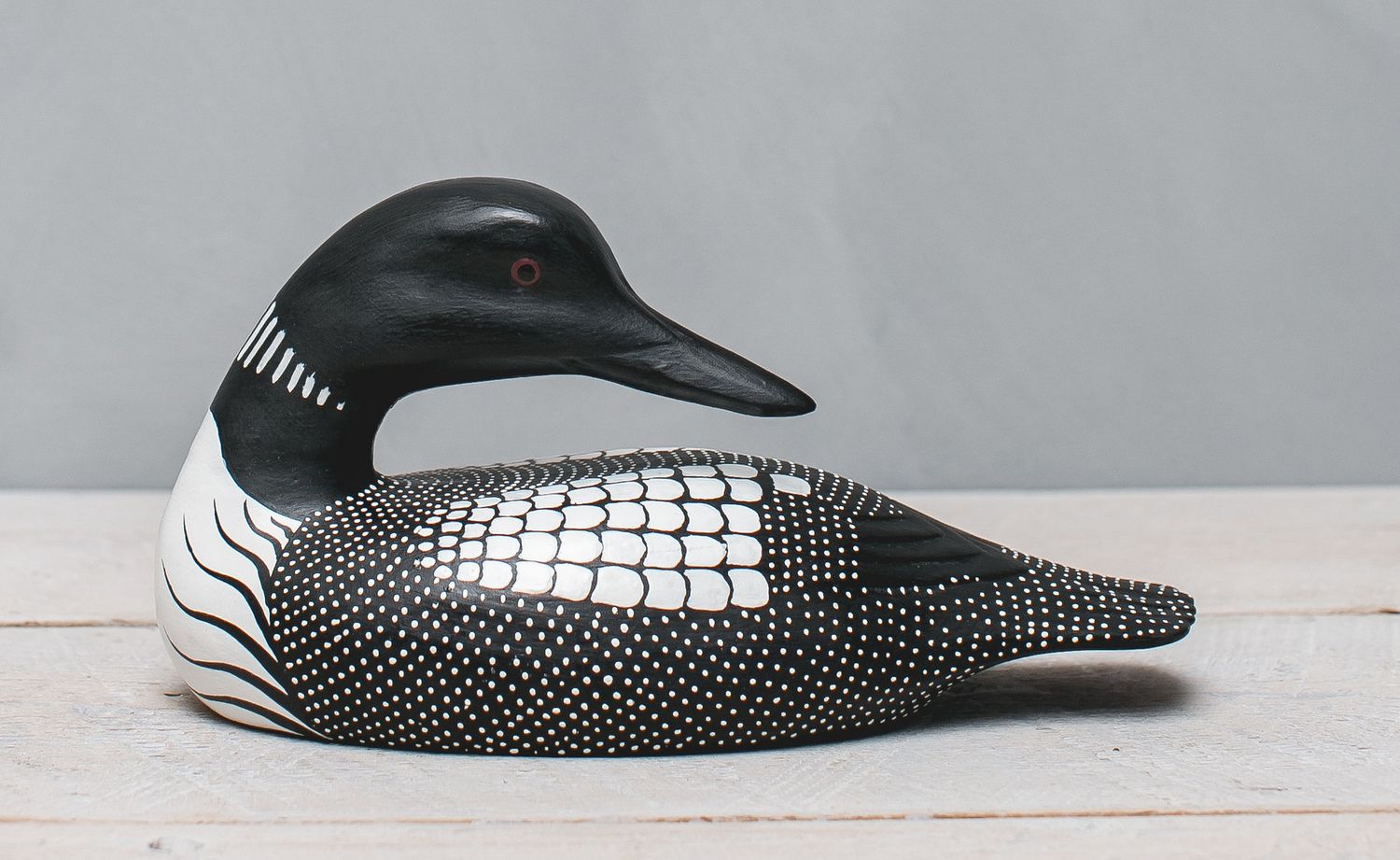 Loon - Medium - Turned - 11"L -Carved Wooden Ornament