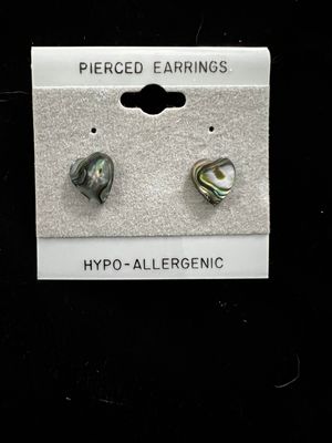 Small heart abalone earrings