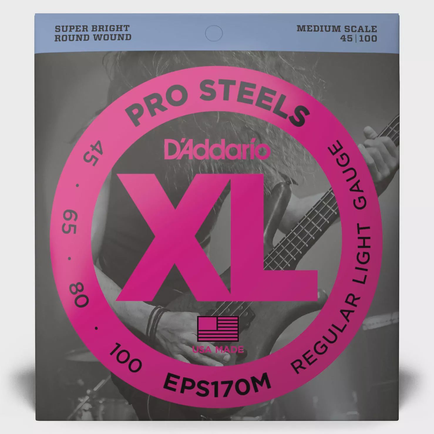 D'Addario EPS170M 45-100 Regular Light Gauge Medium Scale Pro Steel Bass Strings