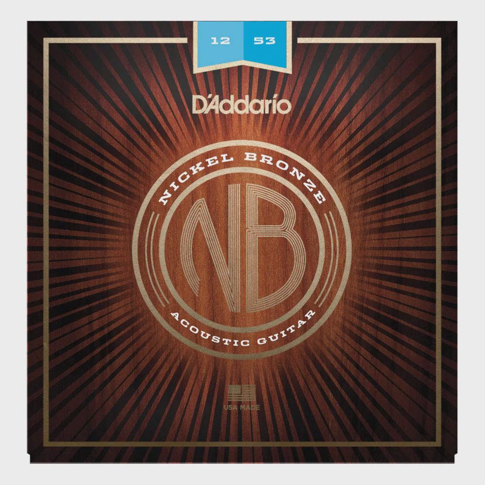 D'Addario NB1253 12-53 Light Gauge Nickel Bronze Acoustic Guitar Strings