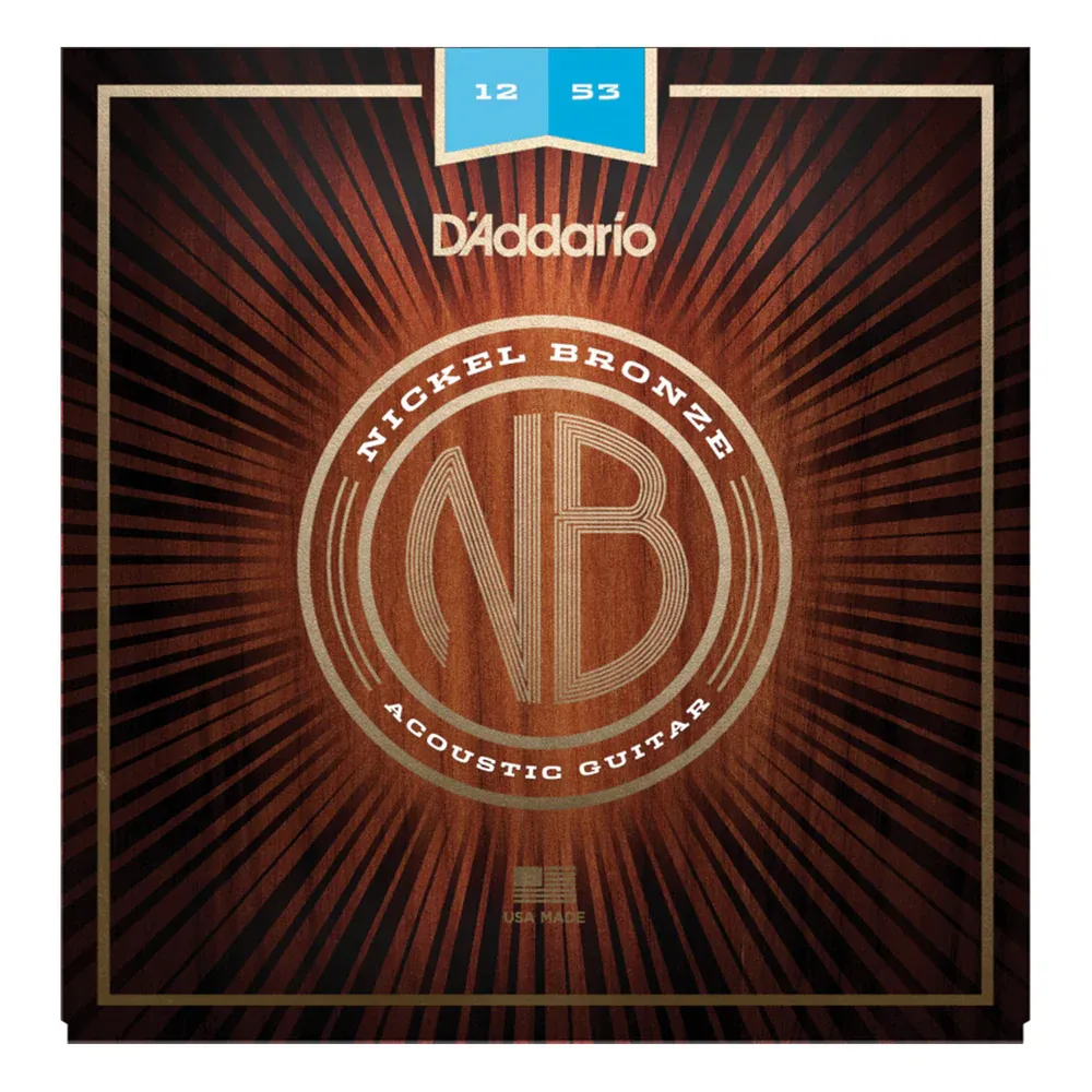 D'Addario NB1253 12-53 Light Gauge Nickel Bronze Acoustic Guitar Strings