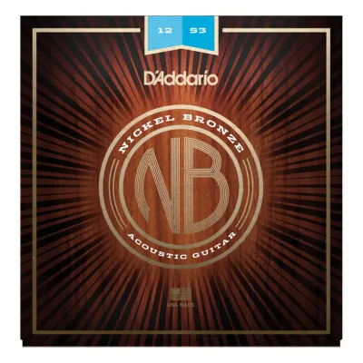 D'Addario NB1253 12-53 Light Gauge Nickel Bronze Acoustic Guitar Strings