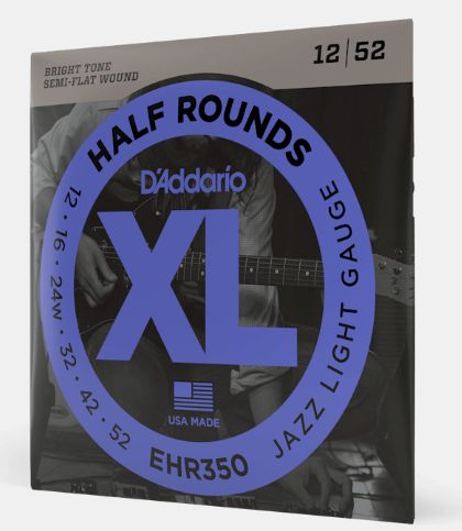 D'Addario EHR350 12-52 Jazz Light Gauge Half Round Guitar Strings