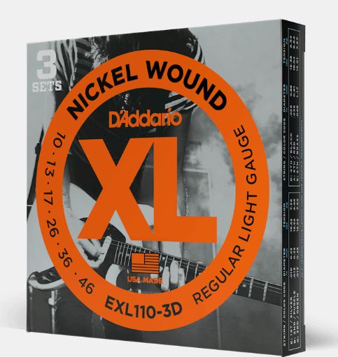 D'Addario EXL110-3D 10-46 Regular Light Guitar Strings - 3 Pack