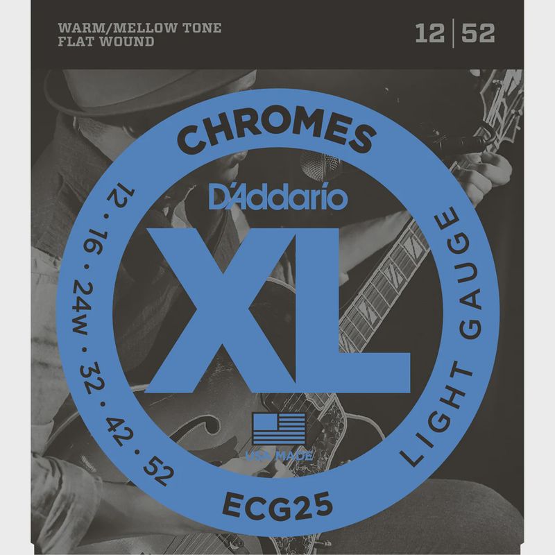 D'Addario ECG25 12-52 Jazz Light Gauge Flatwound Strings