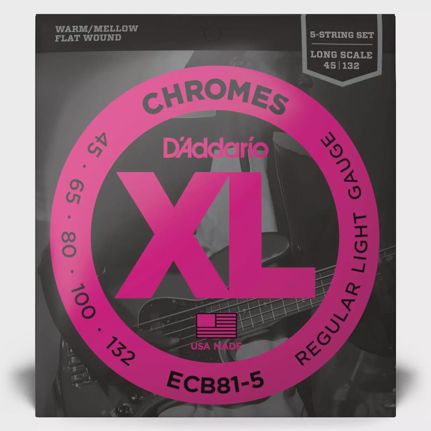 D'Addario ECB81-5 45-132 Regular Light Gauge Flatwound Bass Strings