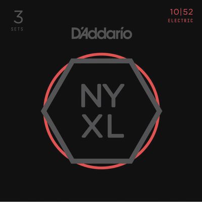 D'Addario NYXL1052-3P 10-52 Regular Light Top/Heavy Bottom NYXL Guitar Strings - 3 Pack