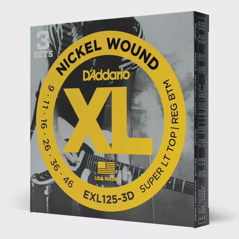 D'Addario EXL125-3D 9-46 Super Light Top/Light Bottom - 3 Pack