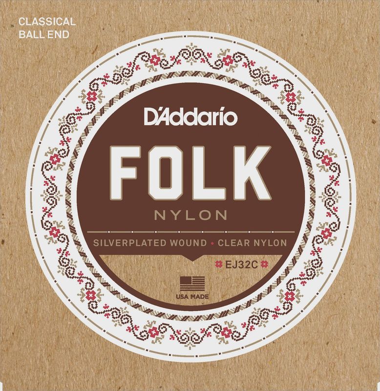 D'Addario EJ32C Regular Tension Folk Ball End Nylon Guitar Strings