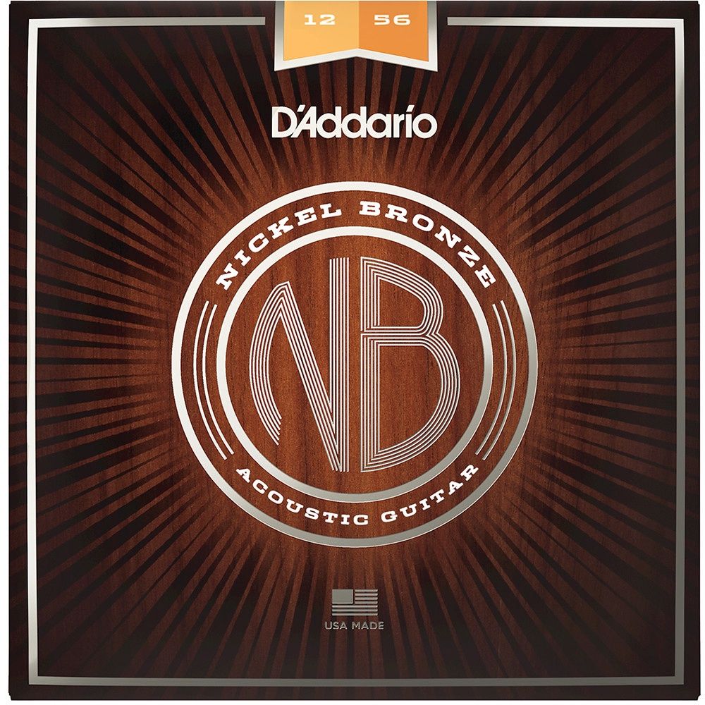 D'Addario NB1256 12-56 Regular Top/Medium Bottom Nickel Bronze Acoustic Guitar Strings
