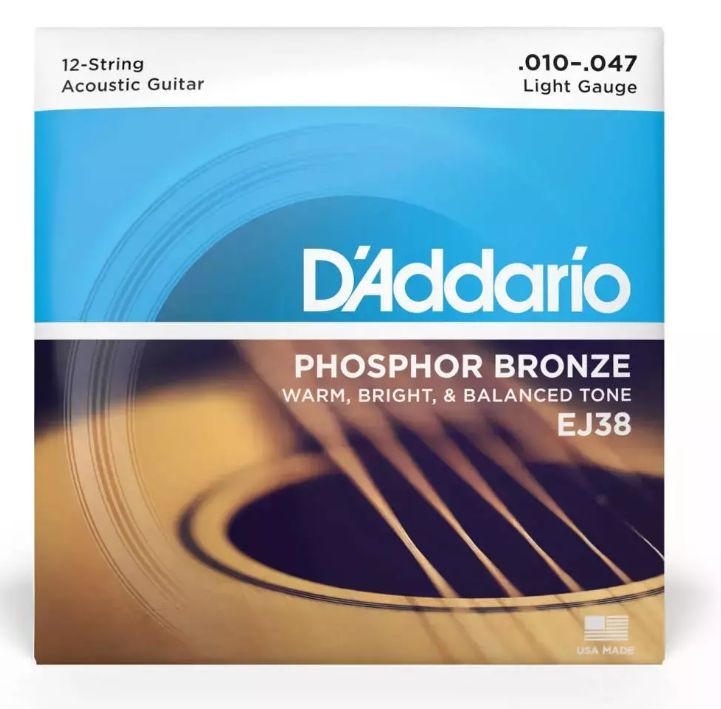 D'Addario EJ38 10-47 Light Gauge 12 String Acoustic Guitar Strings