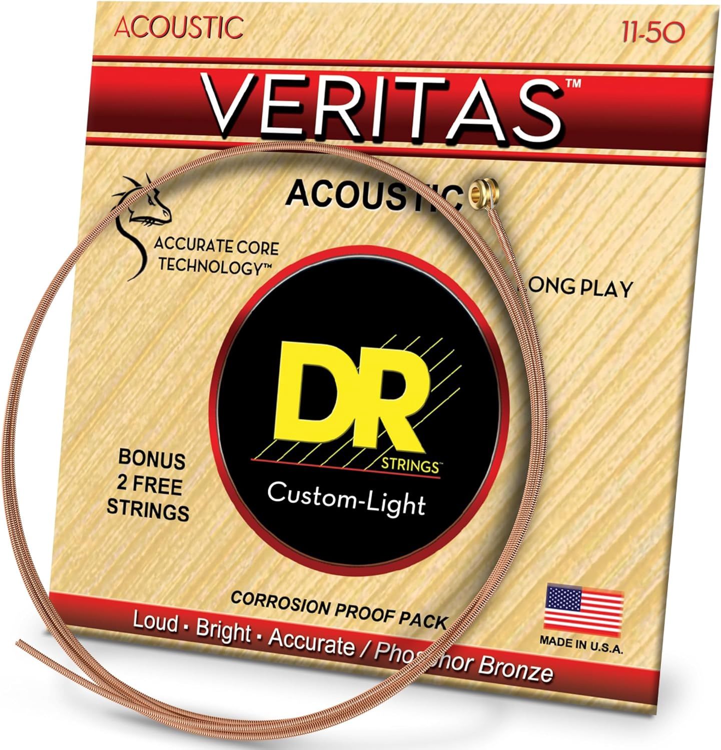 DR VTA-11 11-50 Custom Light Acoustic Guitar Strings