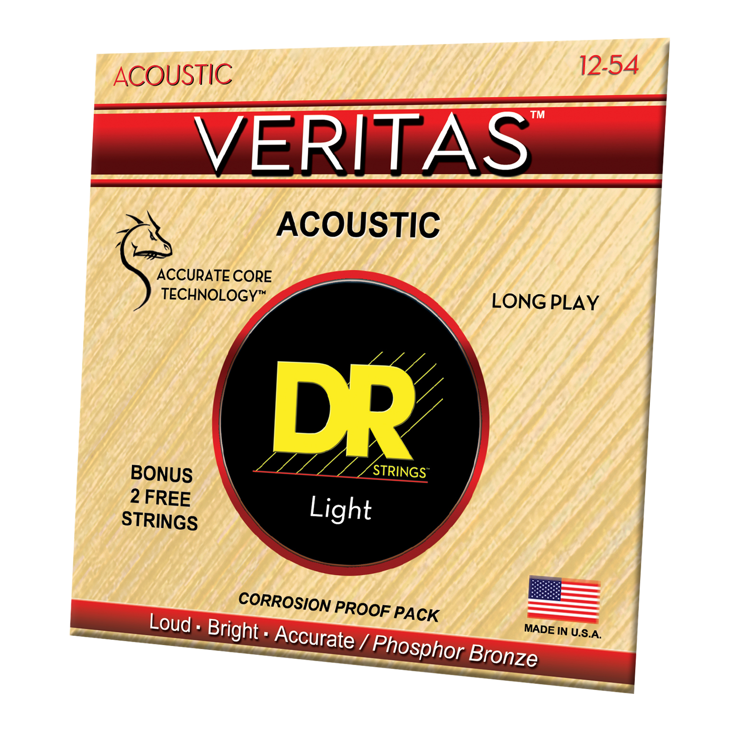 DR VTA-12 12-54 Light Gauge Veritas Acoustic Guitar Strings