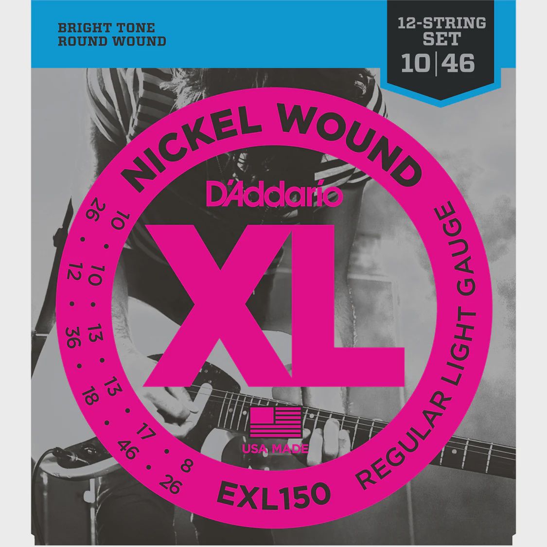 D'Addario EXL150 10-46 Regular Light 12 String Set