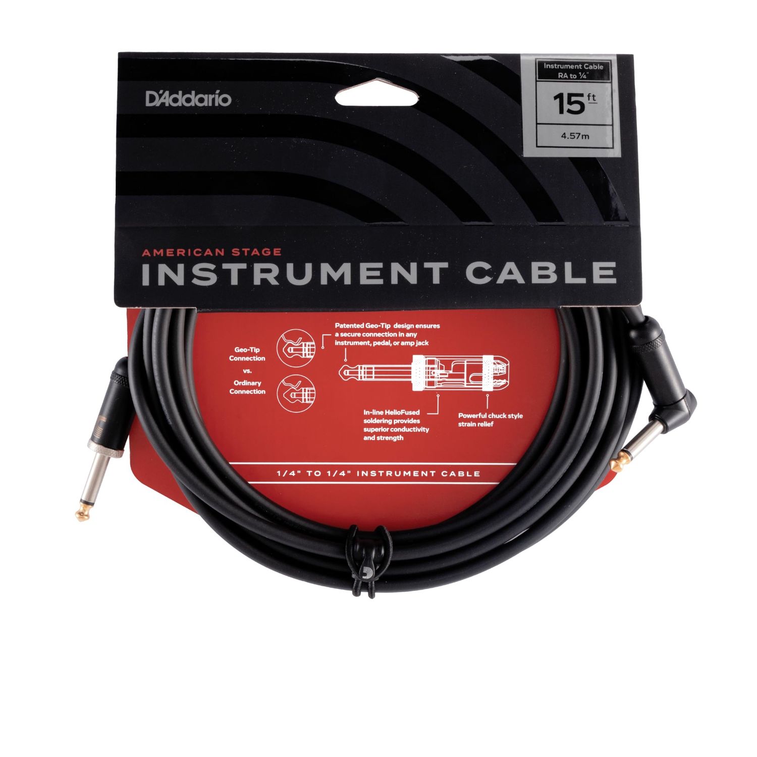 D'Addario American Stage 15ft Instrument Cable RA