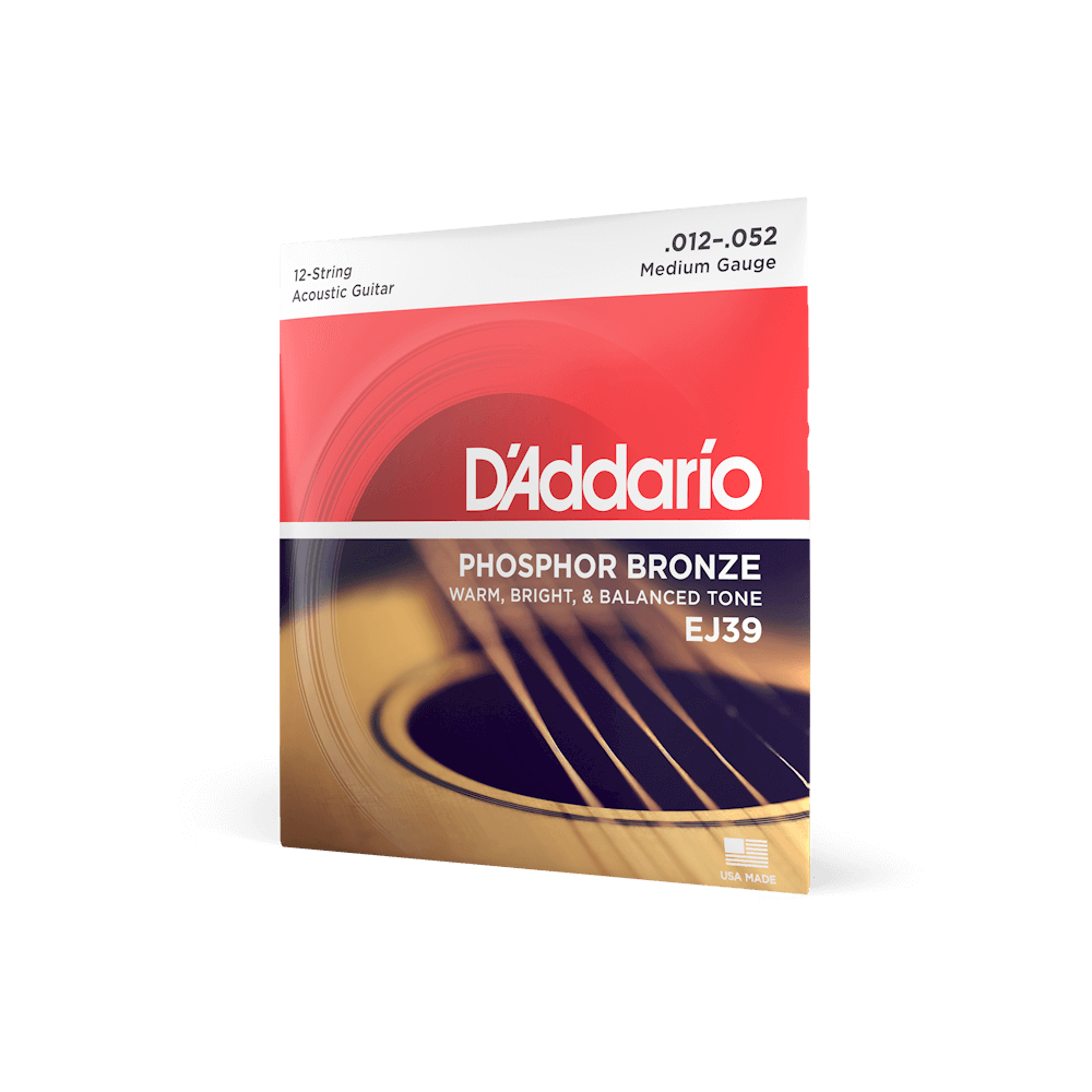 D'Addario EJ39 12-52 Medium Gauge 12 String Acoustic Guitar Strings