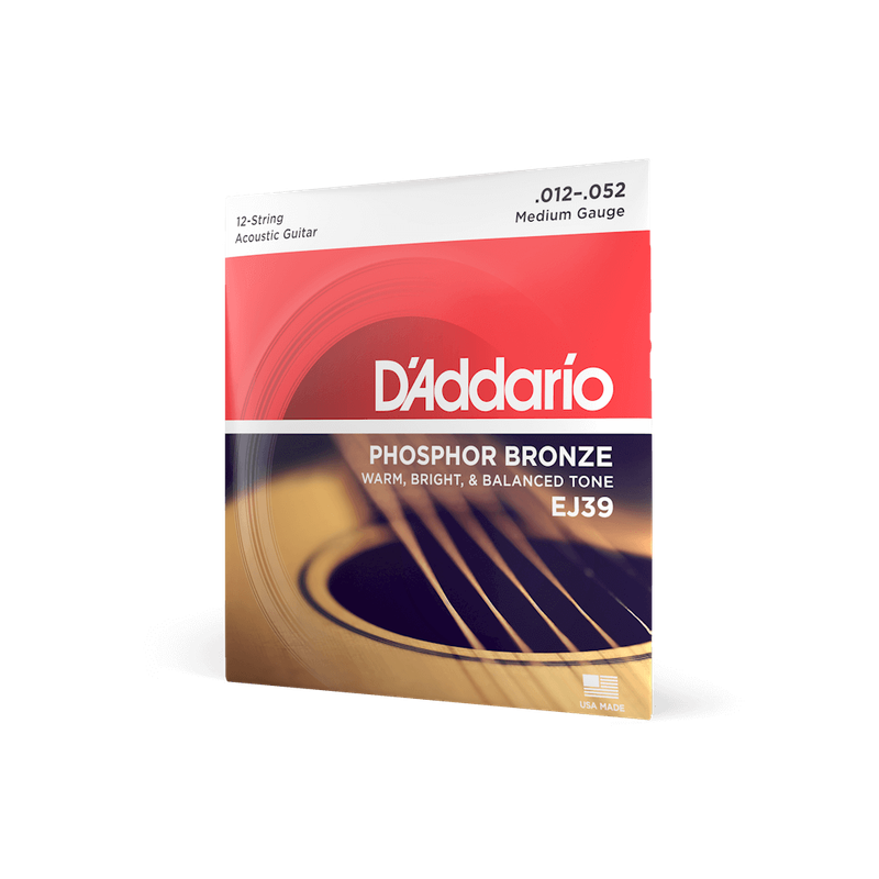 D'Addario EJ39 12-52 Medium Gauge 12 String Acoustic Guitar Strings