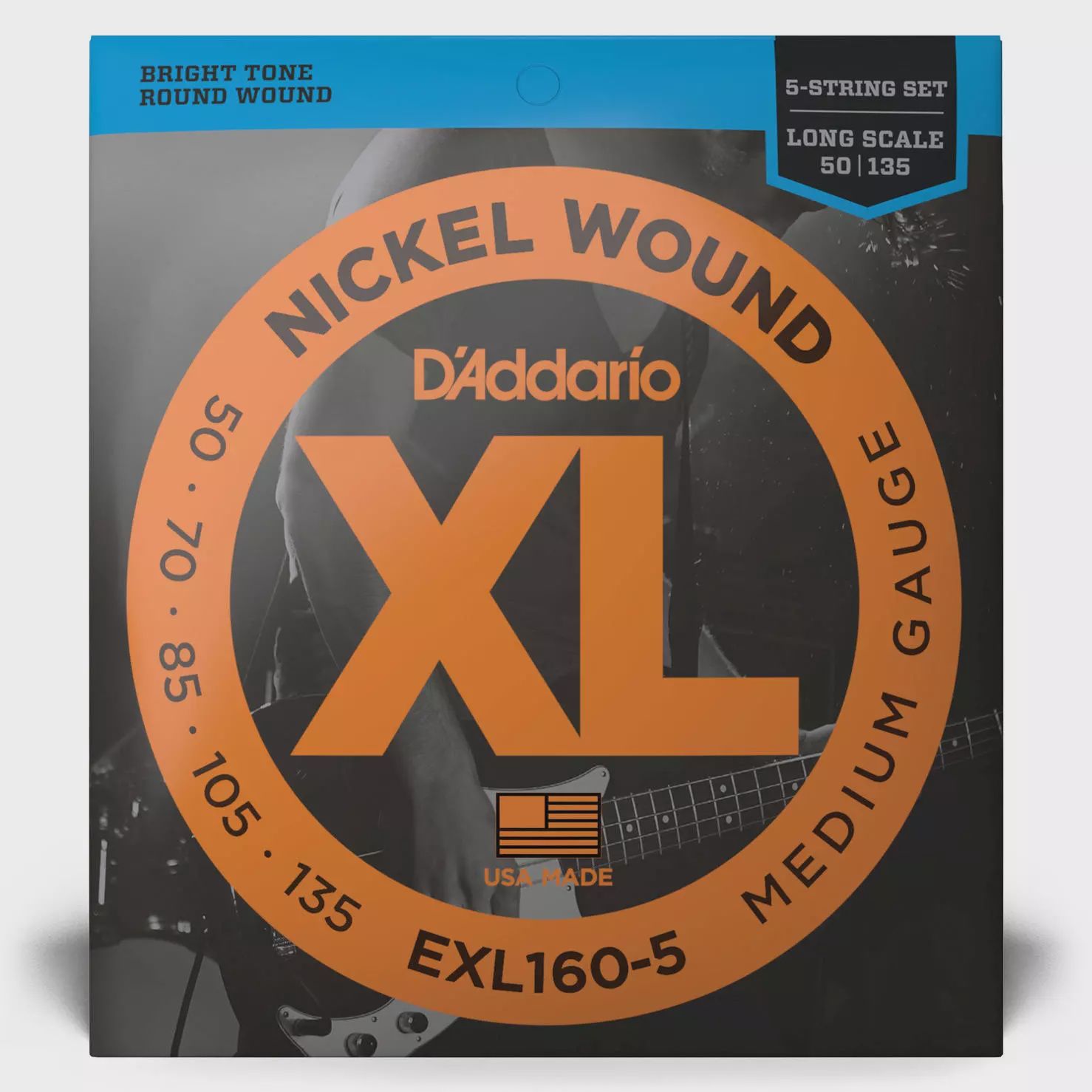 D'Addario EXL160-5 50-135 Medium Gauge 5 String Bass Strings