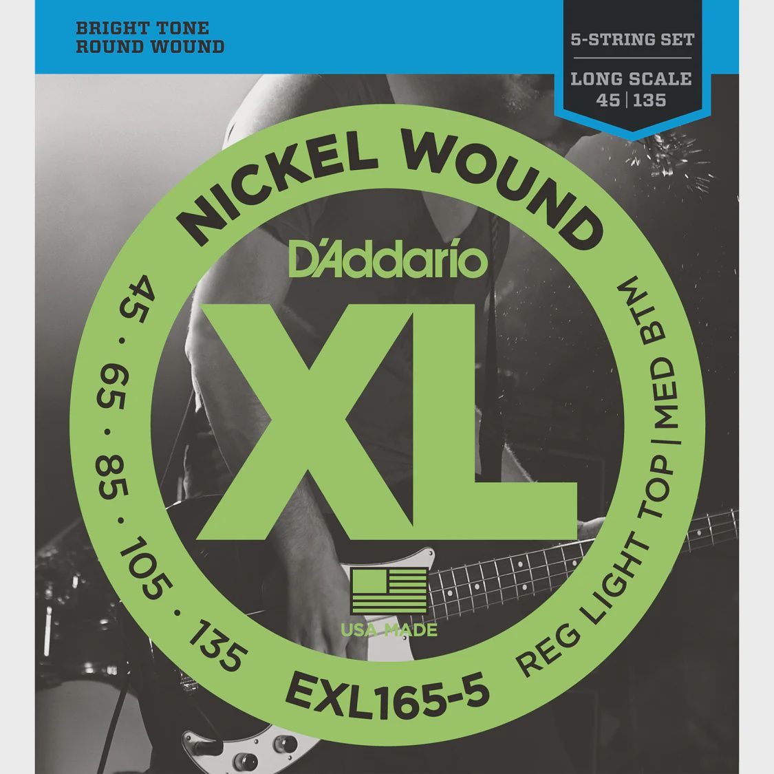 D'Addario EXL165-5 45-135 Light Top/Medium Bottom 5 String Bass Strings