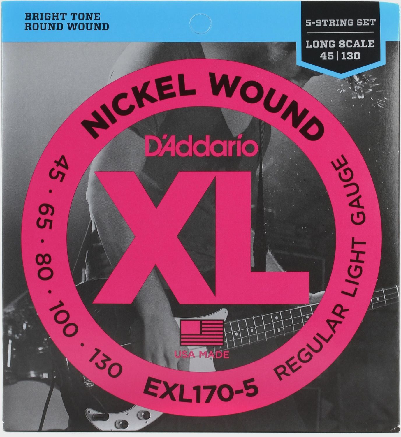 D'Addario EXL170-5 45-130 Regular Light Gauge 5 String Bass Strings