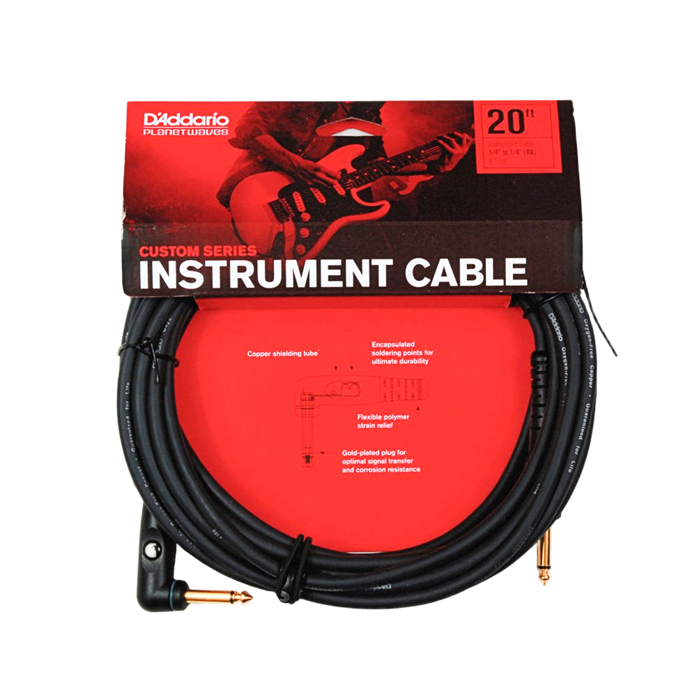 D'Addario Custom Series 20ft Instrument Cable RA