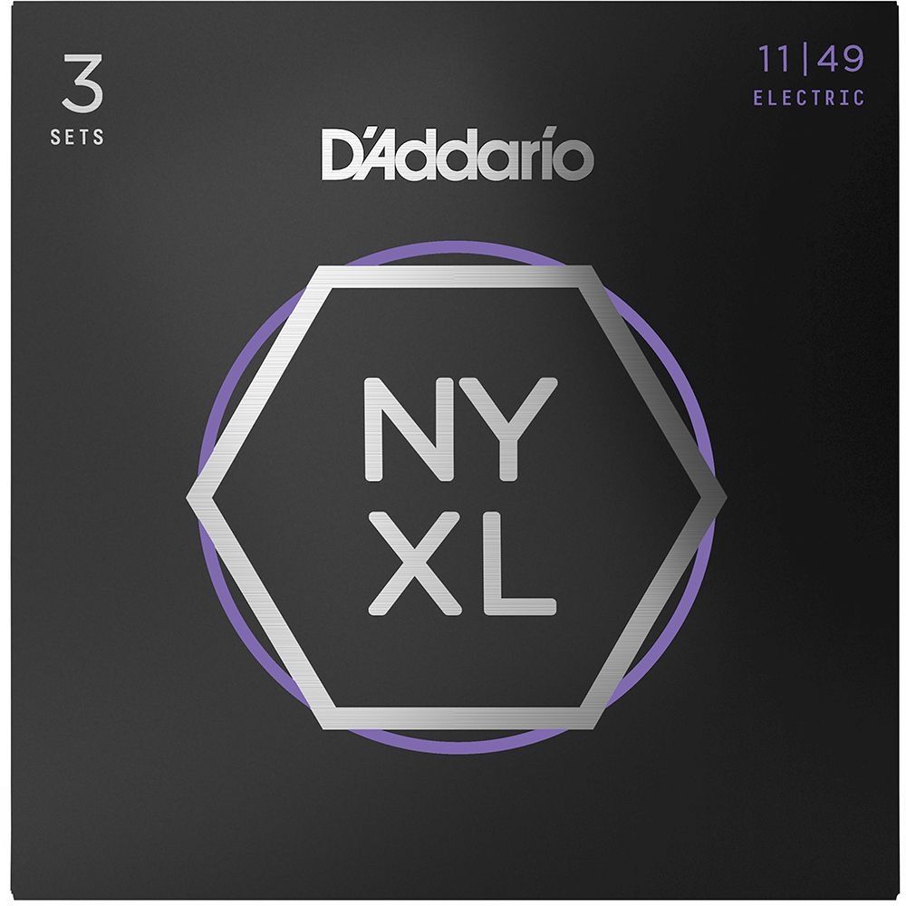 D'Addario NYXL1149-3P 11-49 Medium Gauge NYXL Guitar Strings - 3 Pack
