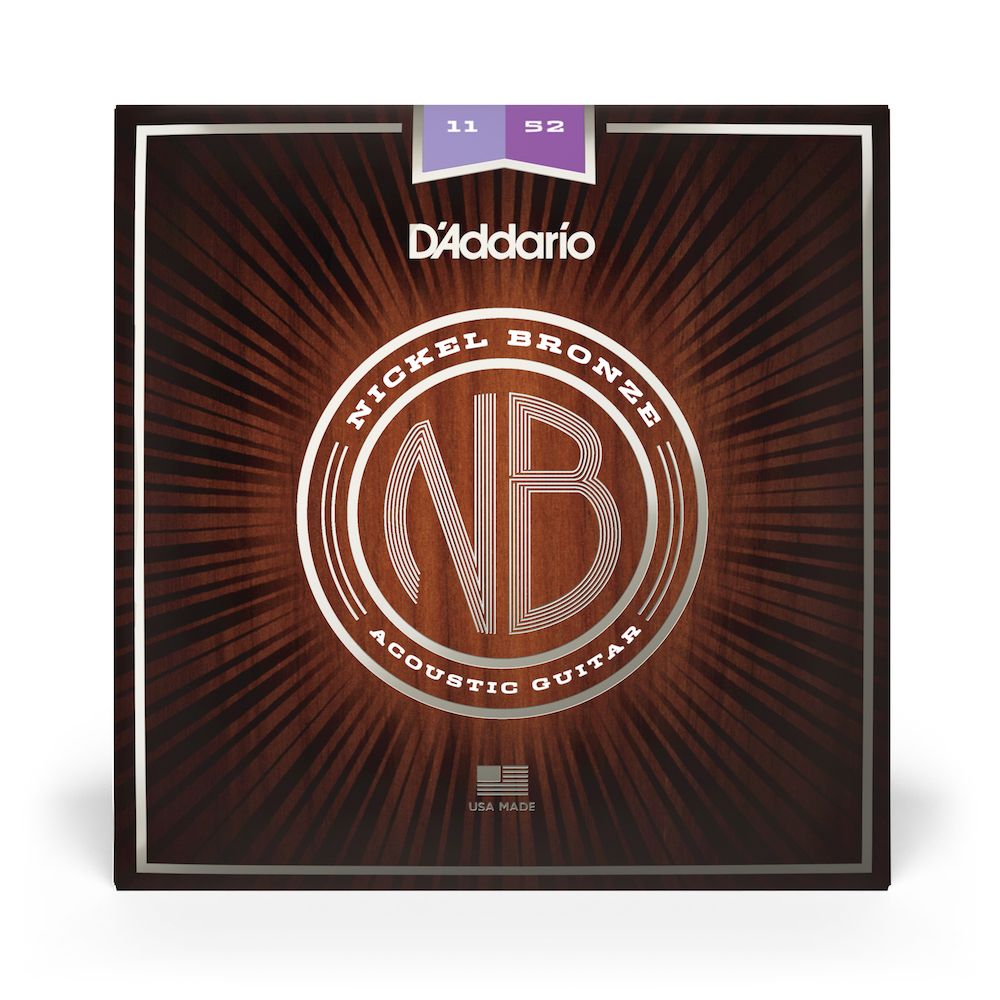 D'Addario NB1152 11-52 Custom Light Nickel Bronze Acoustic Guitar Strings