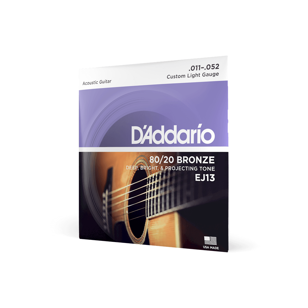D'Addario EJ13 11-52 Custom Light 80/20 Acoustic Guitar Strings