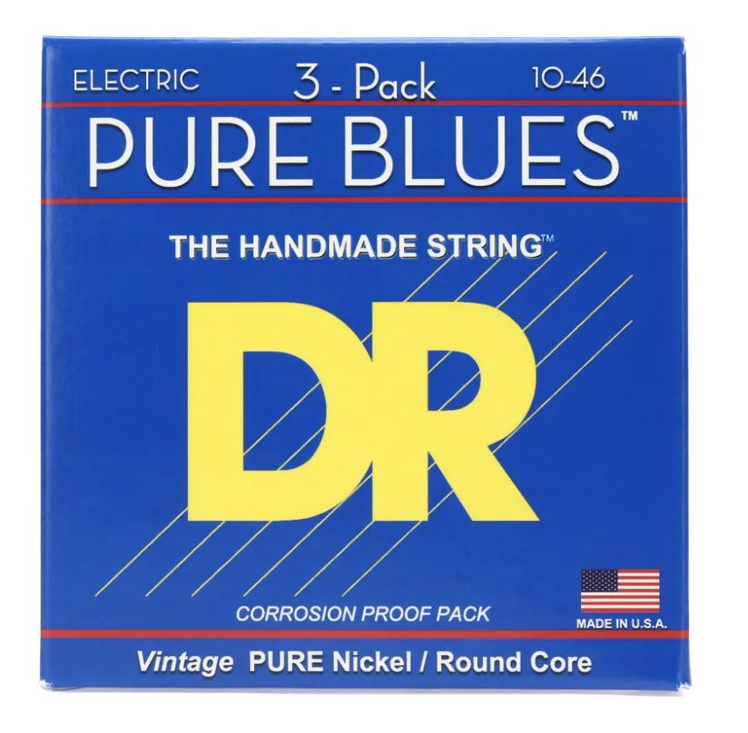 DR PHR-10-3PK 10-46 Medium Gauge Pure Blues Guitar Strings - 3 Pack