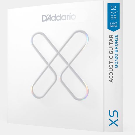 D'Addario XSABR1253 12-53 Light Gauge Coated 80/20 XS Acoustic Guitar Strings