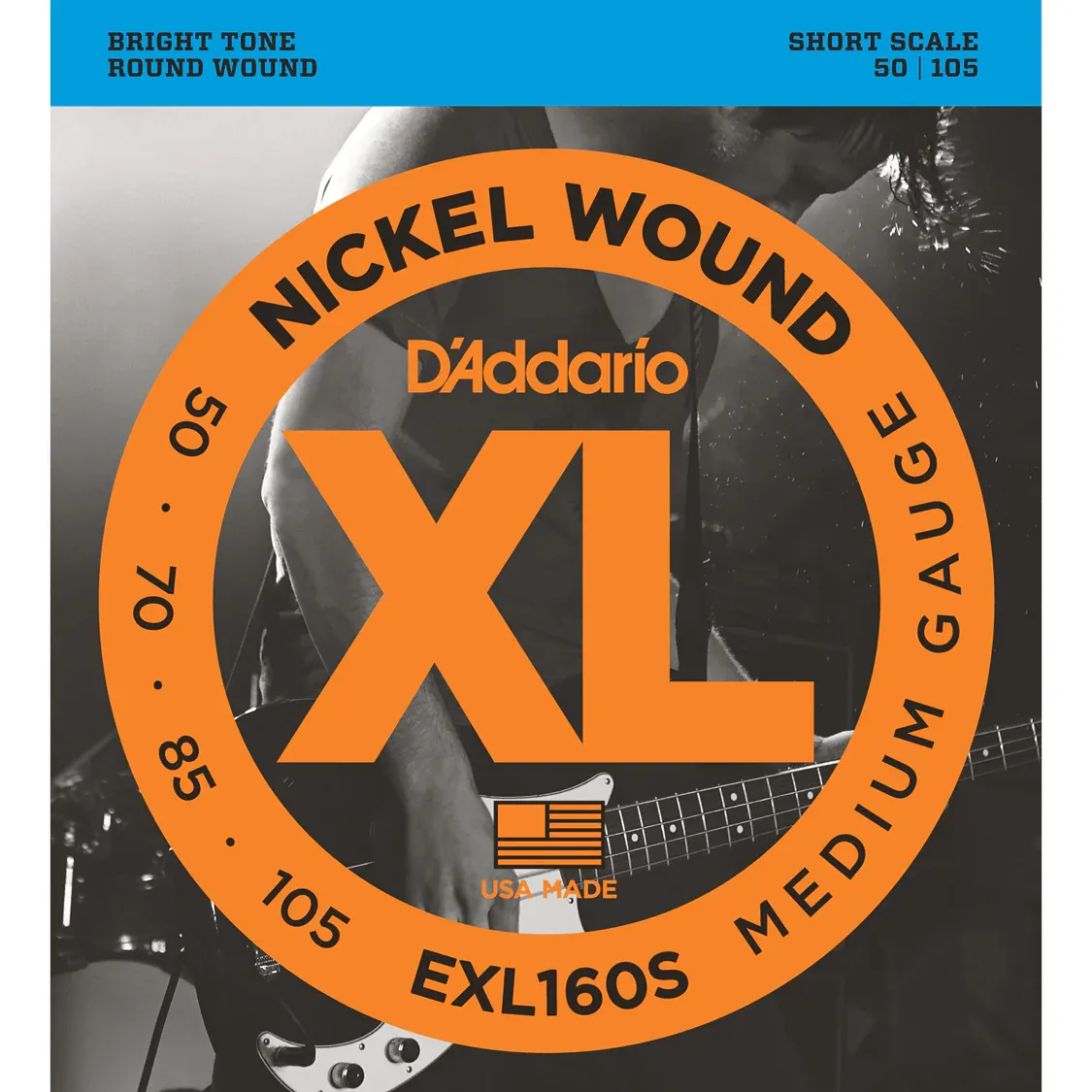 D'Addario EXL160S 50-105 Medium Gauge Short Scale Bass Strings