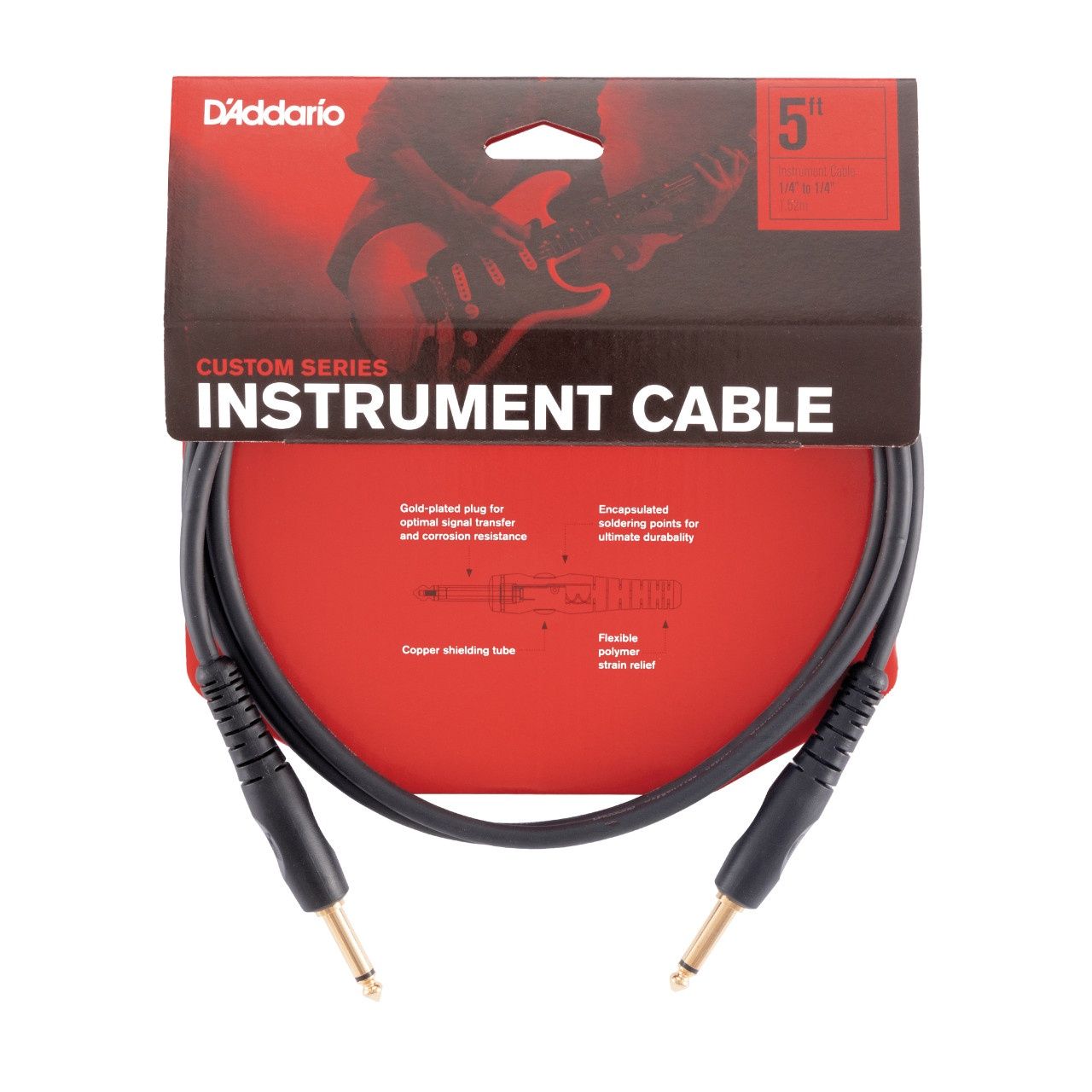 D'Addario Custom Series Instrument Cable 5ft