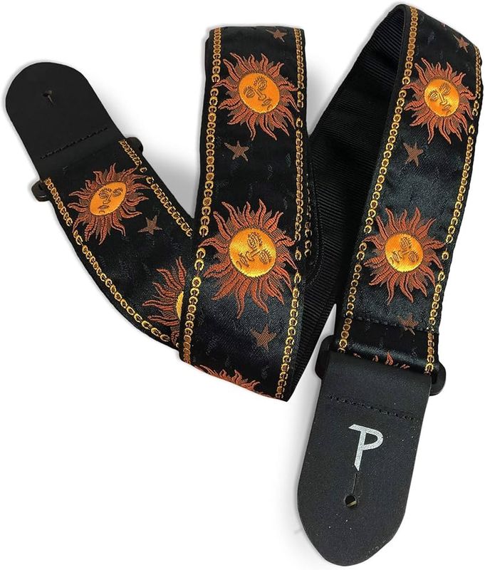 Perris Yellow Suns On Black Jacquard with Leather Ends