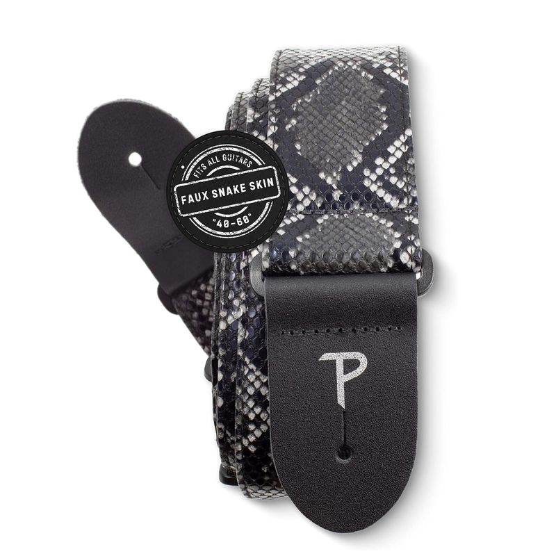 Perris Black Faux Snake Skin Guitar Strap with Triglide
