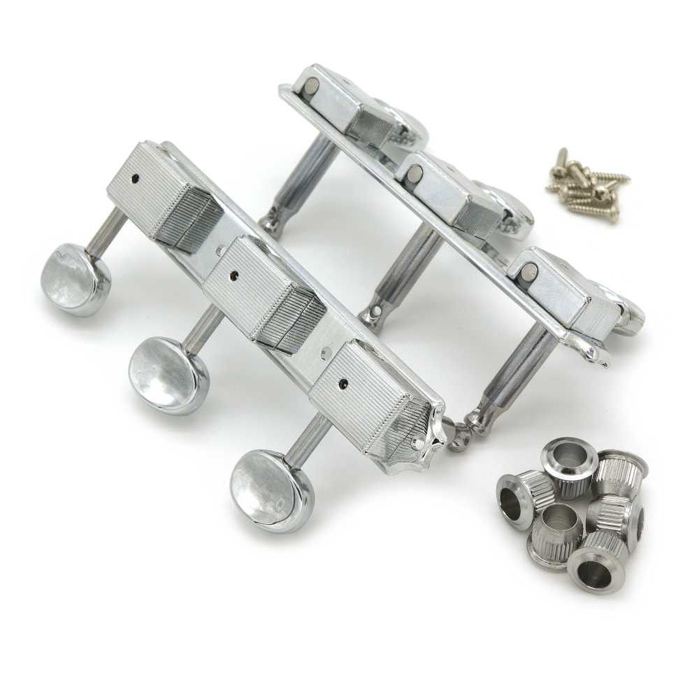 Gotoh 3-on-a-plate Tuners w/ Chrome Bean Buttons - Chrome