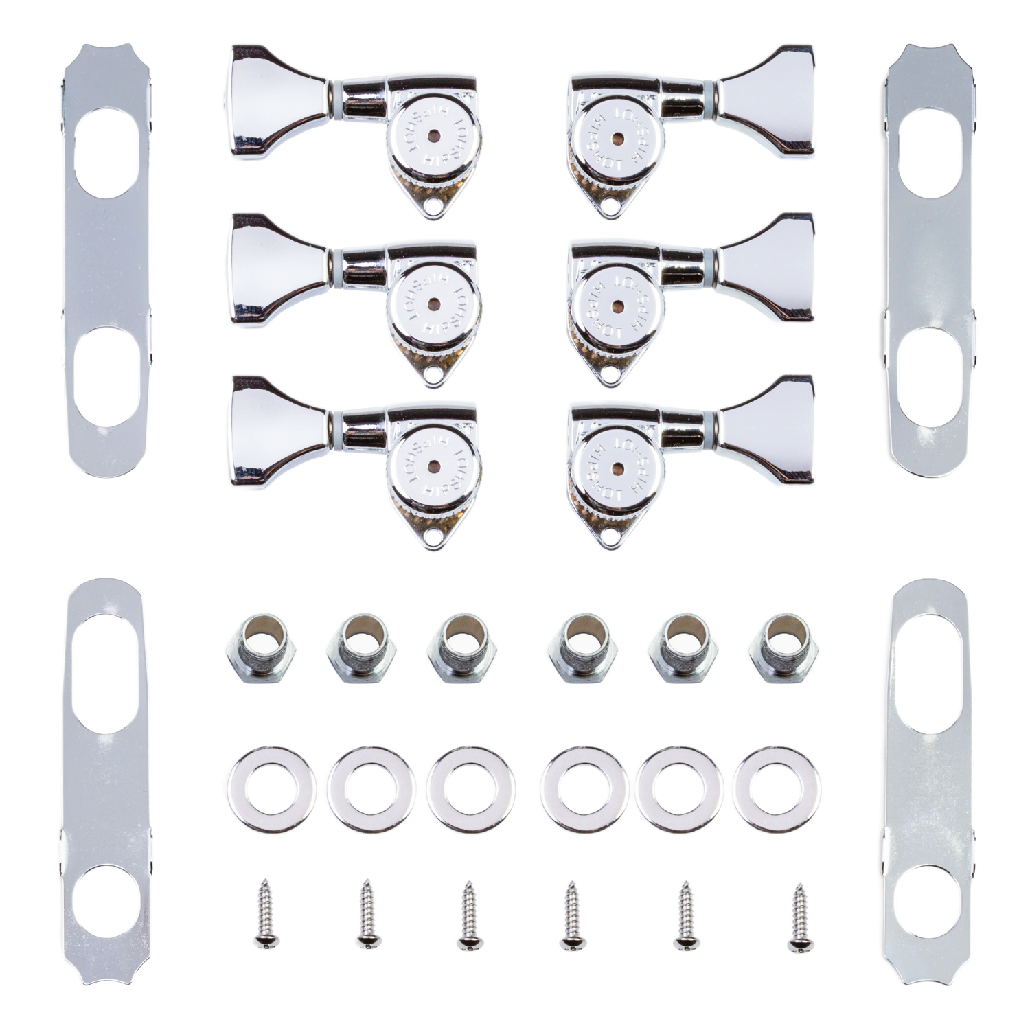 Hipshot Grip-Lock Tuners - 3+3 (for 10mm) - Chrome - Closed Gear