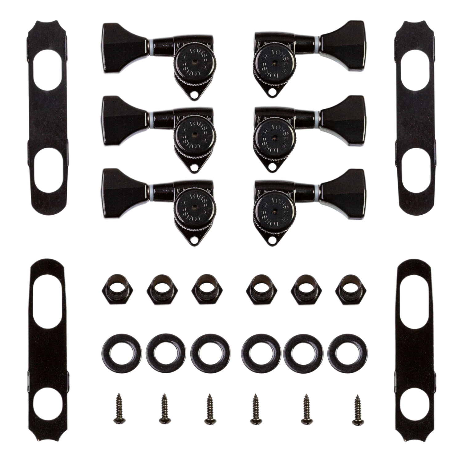 Hipshot Grip-Lock Tuners - 3+3 (for 10mm) - Black - Closed Gear