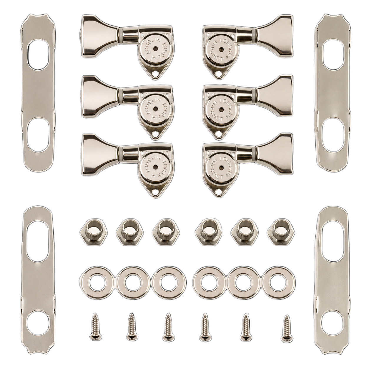 Hipshot Grip-Lock Tuners - 3+3 (for 10mm) - Nickel - Closed Gear