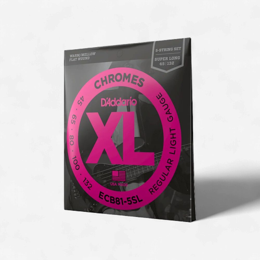 D'Addario ECB81-5SL 45-132 Regular Light Super Long Flatwound Bass Strings