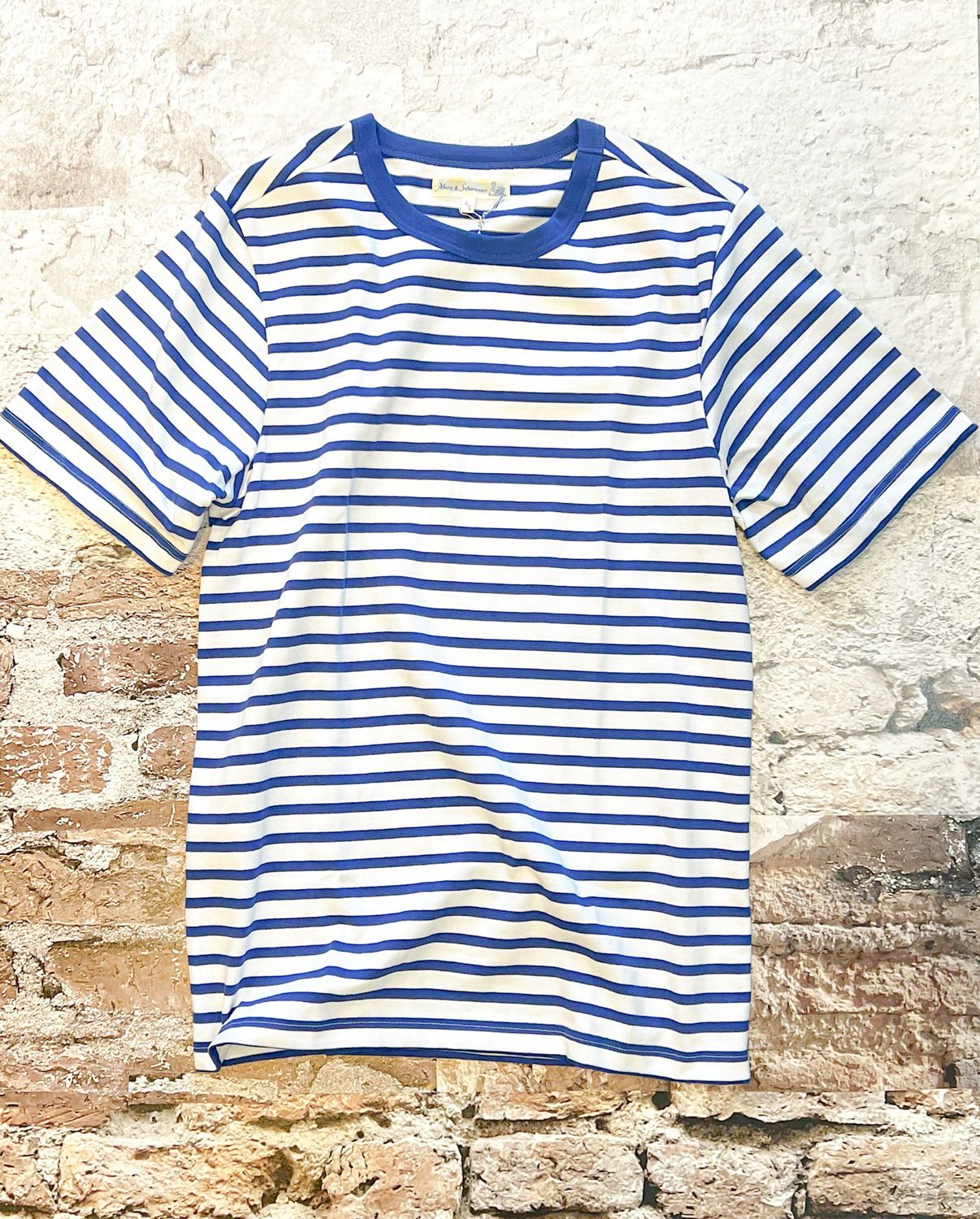 2M14 Men’s T-Shirt, 7.9 OZ, Relaxed Fit, Color: Vintage Blue/White, Size: 4/S
