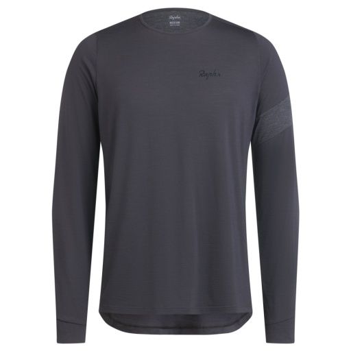 MEN&#39;S TRAIL MERINO LONG SLEEVE T-SHIRT, Size: Medium, Colour: DARK GREY/BLACK, Season: AW24