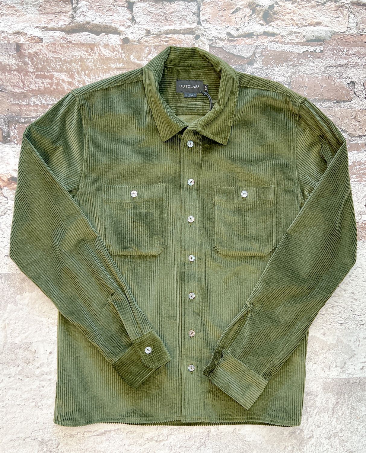 Corduroy Overshirt, Color: Olive, Size: S