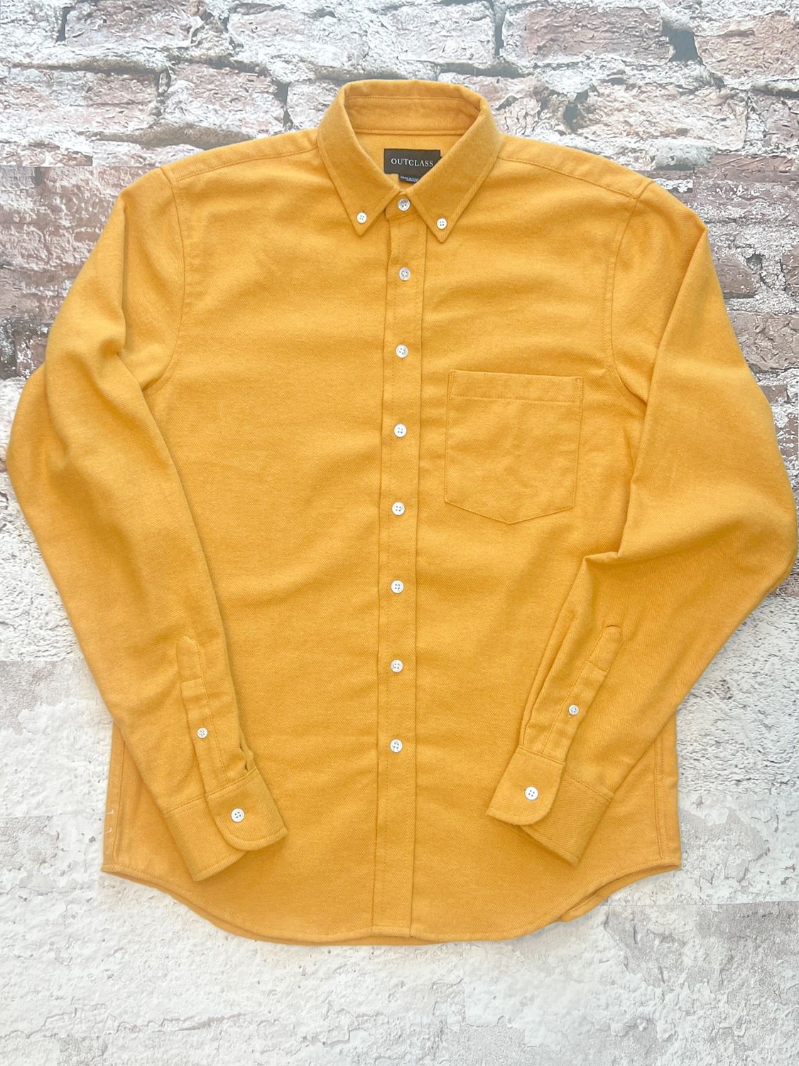 Twill Flannel Shirt, Color: Saffron, Size: S